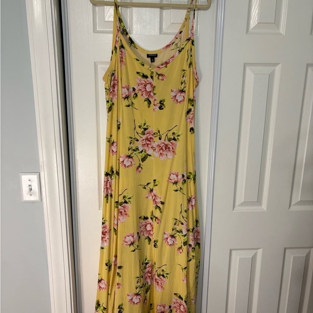 Torrid Yellow Floral Maxi Dress